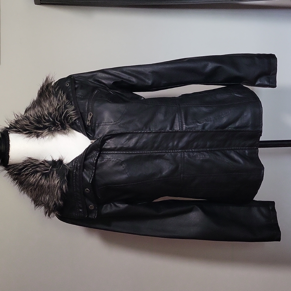 Faux leather moto jacket, medium